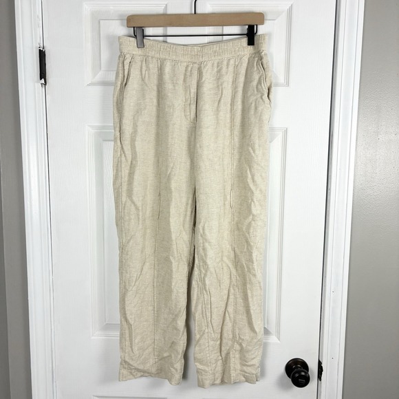 Abercrombie & Fitch Pants - Abercrombie & Fitch Relaxed Straight Leg Linen Pockets Pants Beige Womens Medium